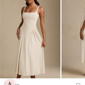 Oh Polly Aireen Elegant Cream Midi Dress